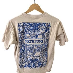Sixth June Paris Graphic Tee | Beige Streetwear T-Shirt | Size Medium
